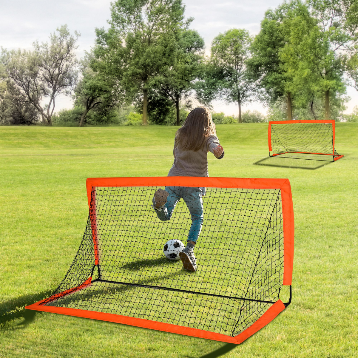 Foldable 6'x3' Outdoor Football Goal with All-Weather Net for All Ages - All Round Fitness