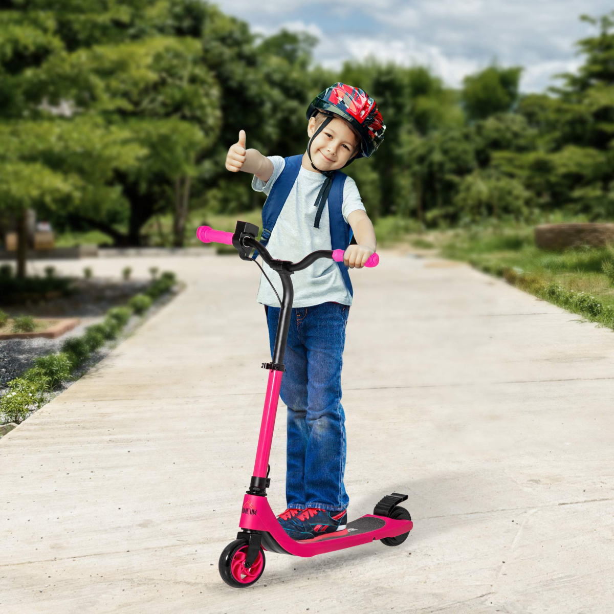 Pink 120W Electric Scooter w/ Battery Display & Rear Brake – Ride in Style! - All Round Fitness