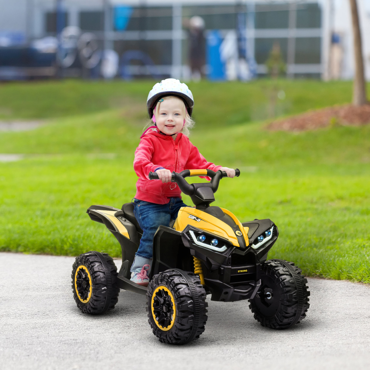 12V Electric Quad Bike for Kids Ride-On ATV Toy with Lights & Music – Ages 3-5 (yellow)