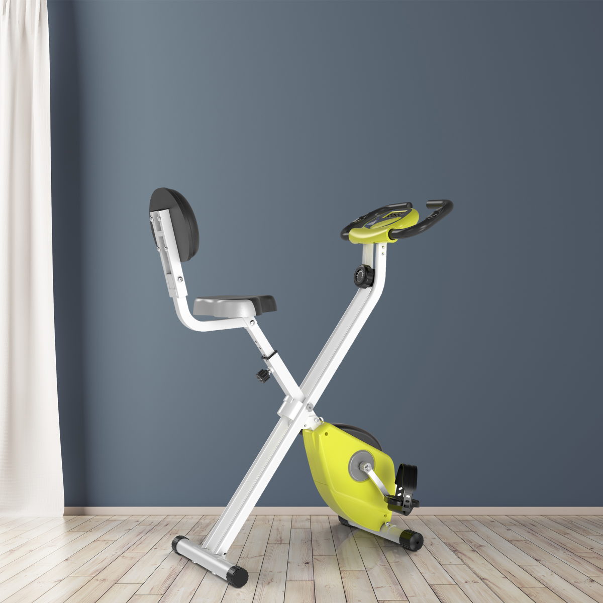 Foldable Magnetic Exercise Bike with 8 Resistance Levels, LCD Monitor & Adjustable Seat – Yellow - All Round Fitness