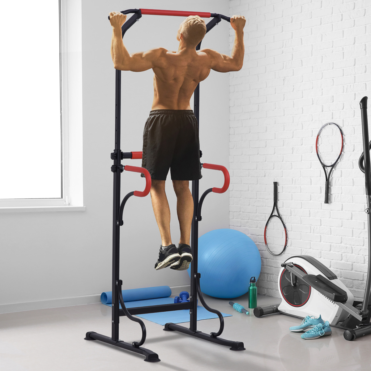 Adjustable Steel Power Tower: Ultimate Multi-Use Gym Station for Total Body Workout - All Round Fitness