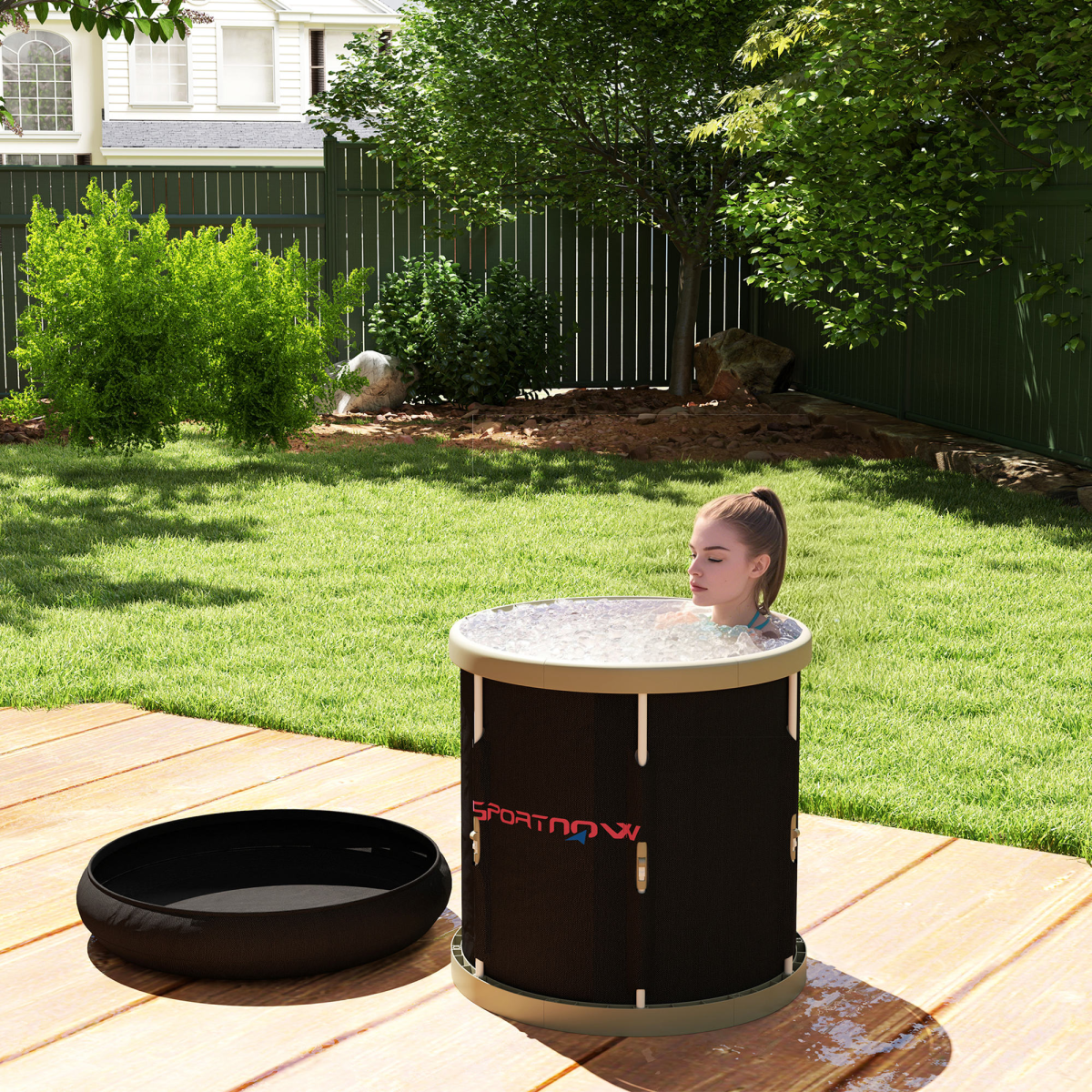 SPORTNOW Ice Bath Tub Outdoor – 210L Portable Cold Water Therapy Recovery Tub, Black