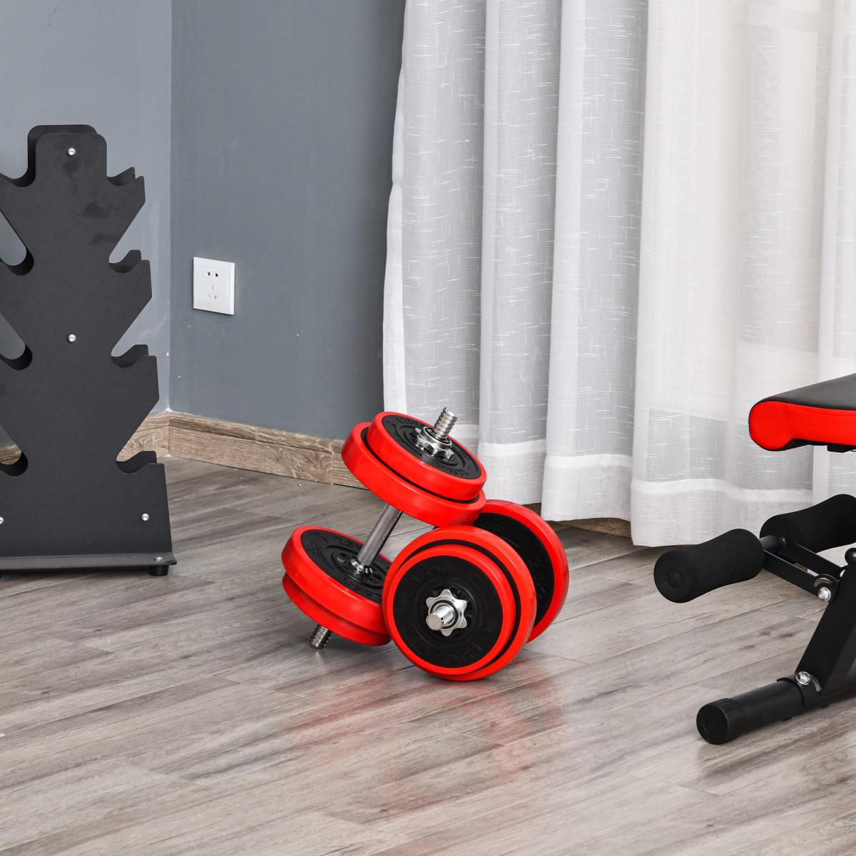 Adjustable 20KG Dumbbell & Barbell Set - Home Gym Essentials by HOMCOM - All Round Fitness