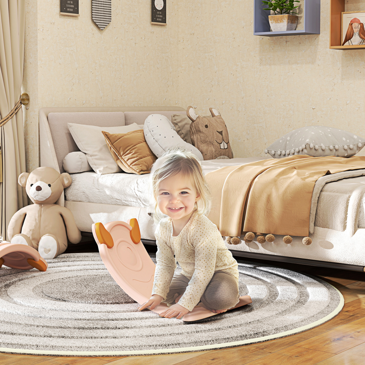 AIYAPLAY Balance Board for Kids – Balance Training & Sensory Play (Light Blue, Pink, Yellow)