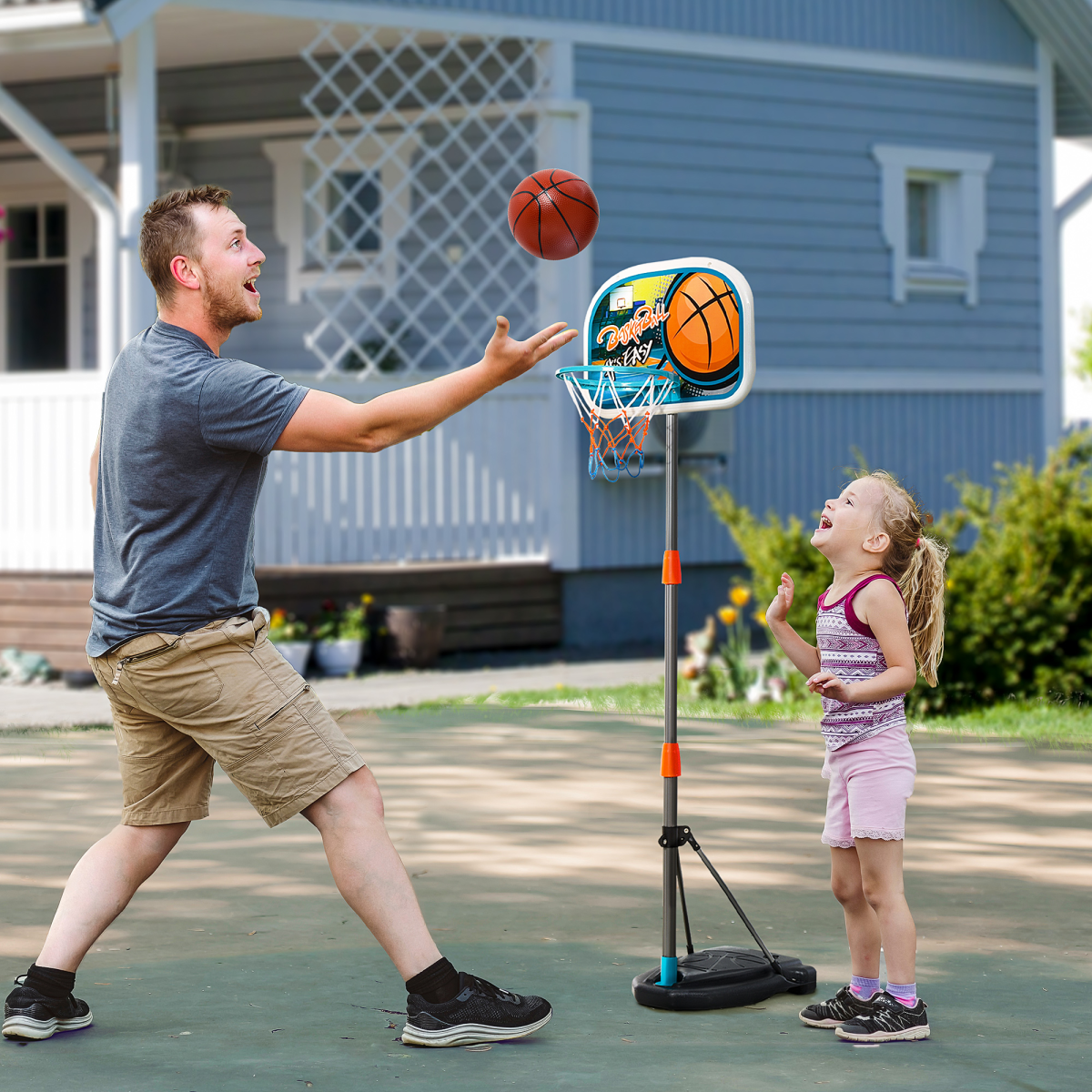 3-in-1 Kids Basketball Hoop Set with Ball & Pump, Adjustable Height, Fillable Base – Ages 3-8