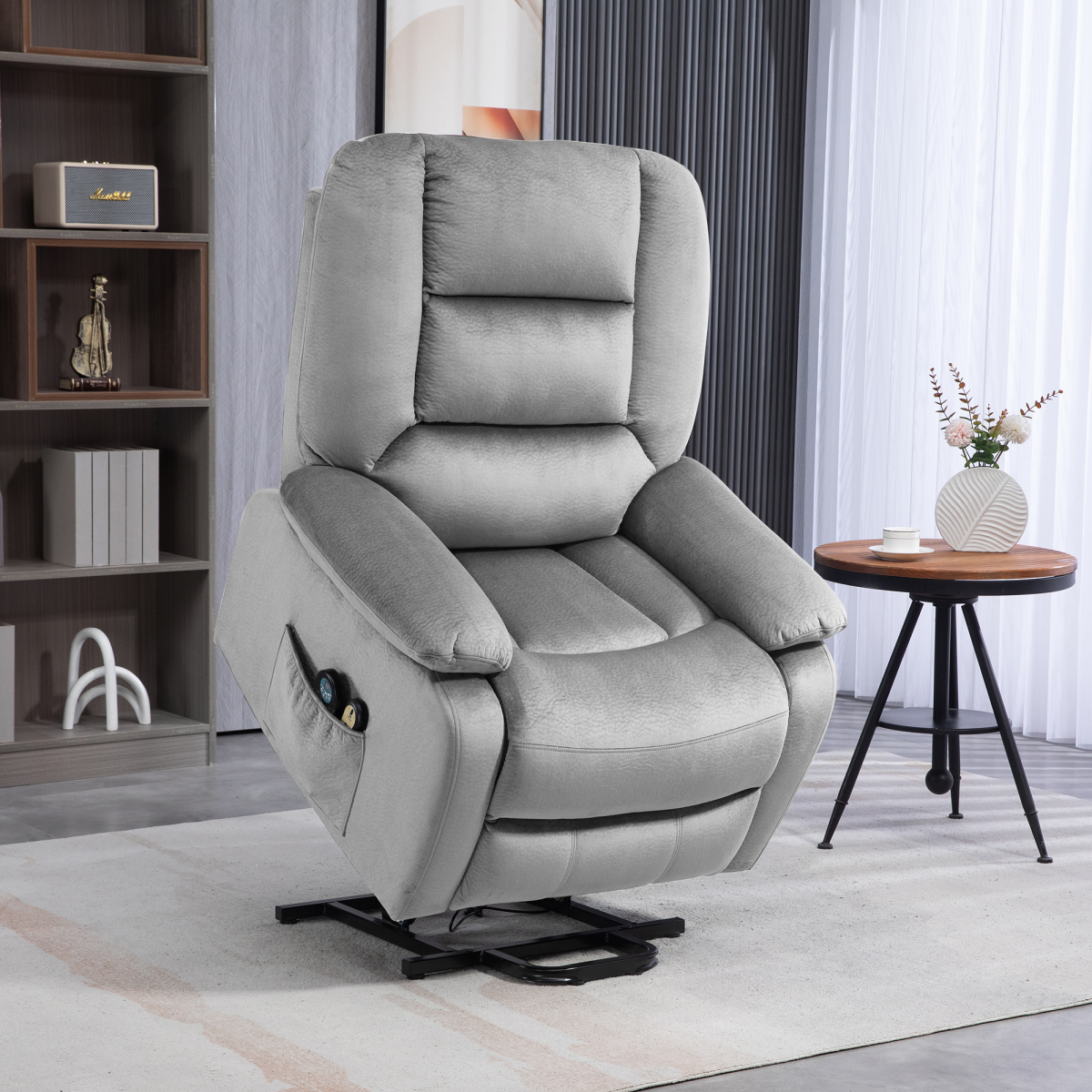HOMCOM Electric Riser Recliner Chair with Heat & 8-Point Vibration Massage, Grey
