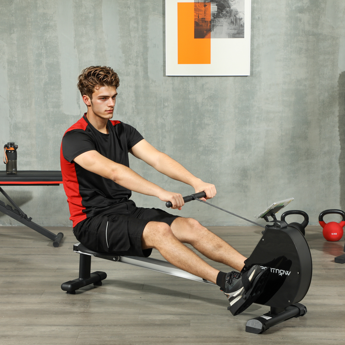 Folding Magnetic Rowing Machine with 16 Resistance Levels, LCD Monitor & Device Holder