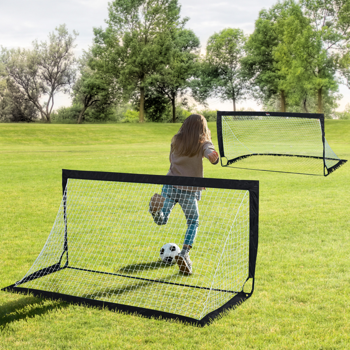 Portable 6'x3' Folding Football Goal with All-Weather Net for Family Fun! - All Round Fitness
