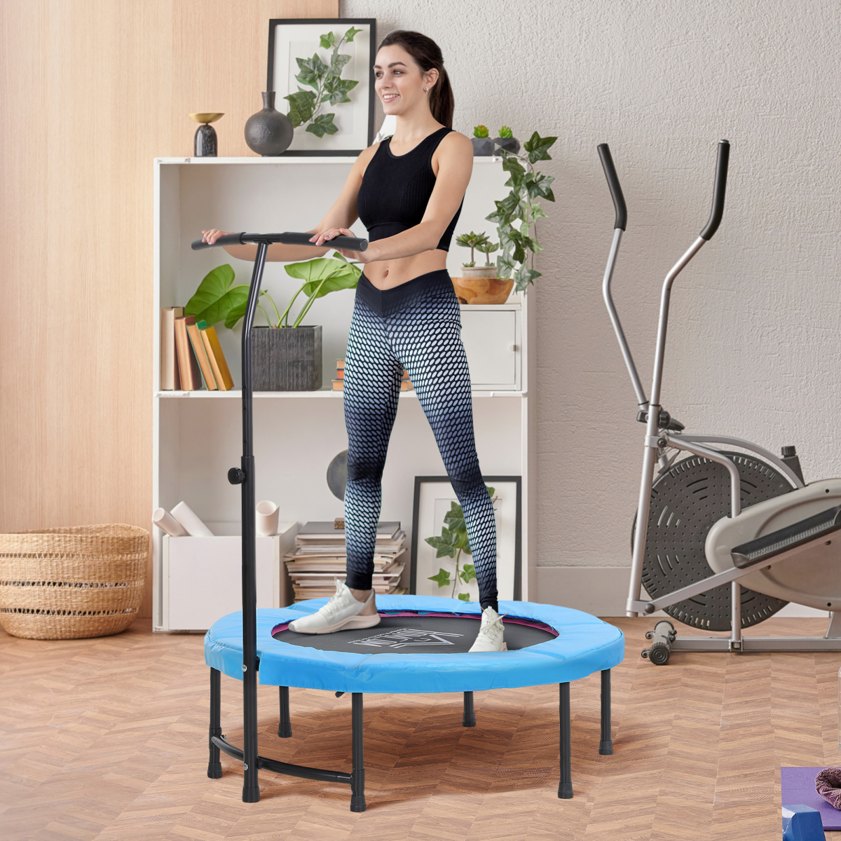 40'' Mini Trampoline for Kids & Adults - Safe Indoor Rebounder with Handle - All Round Fitness