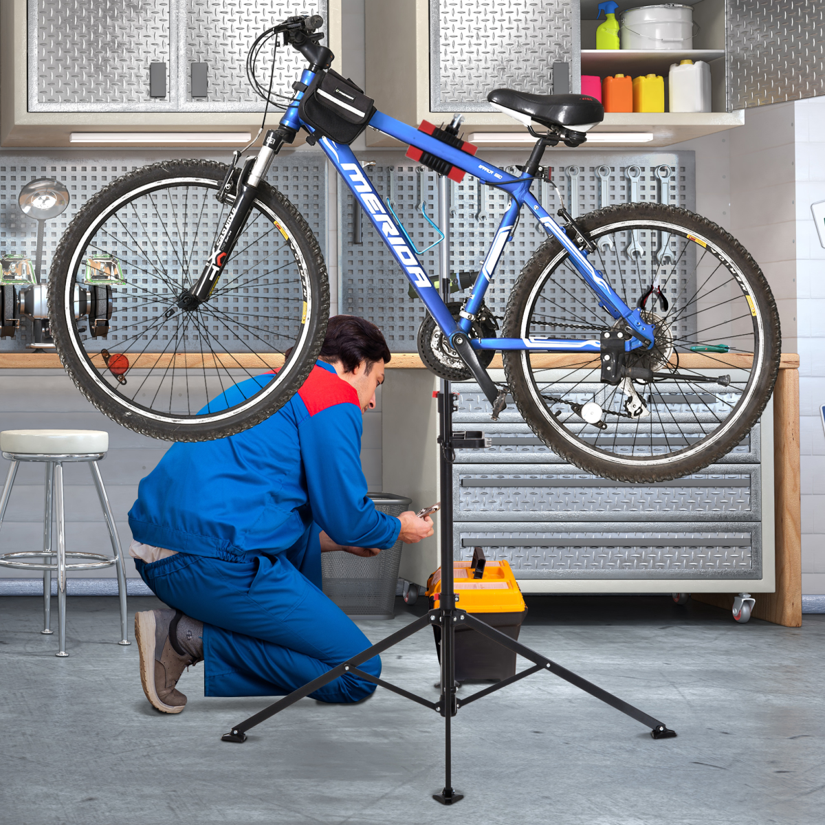 Adjustable Folding Bike Repair Stand - Ultimate Maintenance Tool by HOMCOM - All Round Fitness