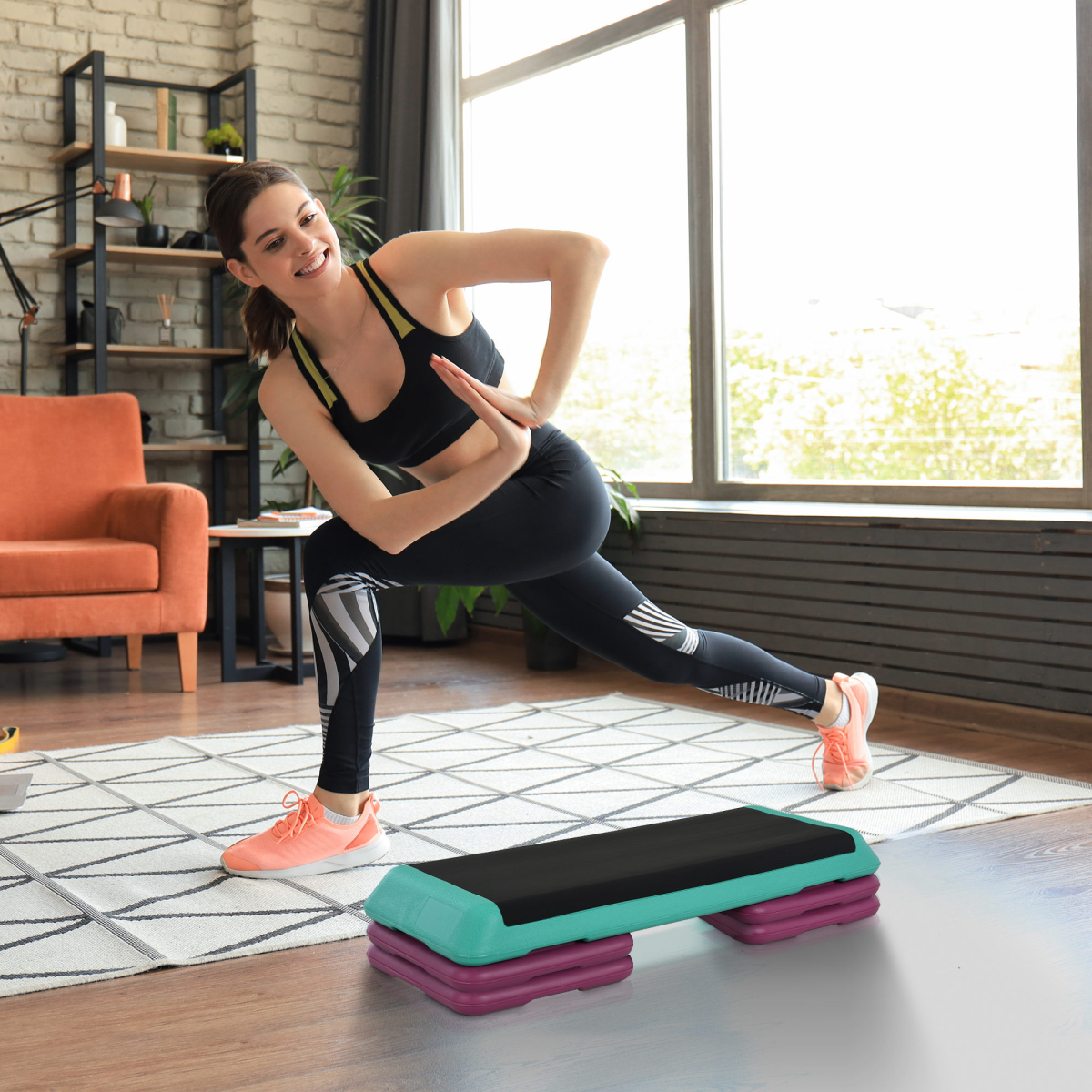 Adjustable Aerobic Stepper - Compact Indoor Workout Equipment by HOMCOM - All Round Fitness