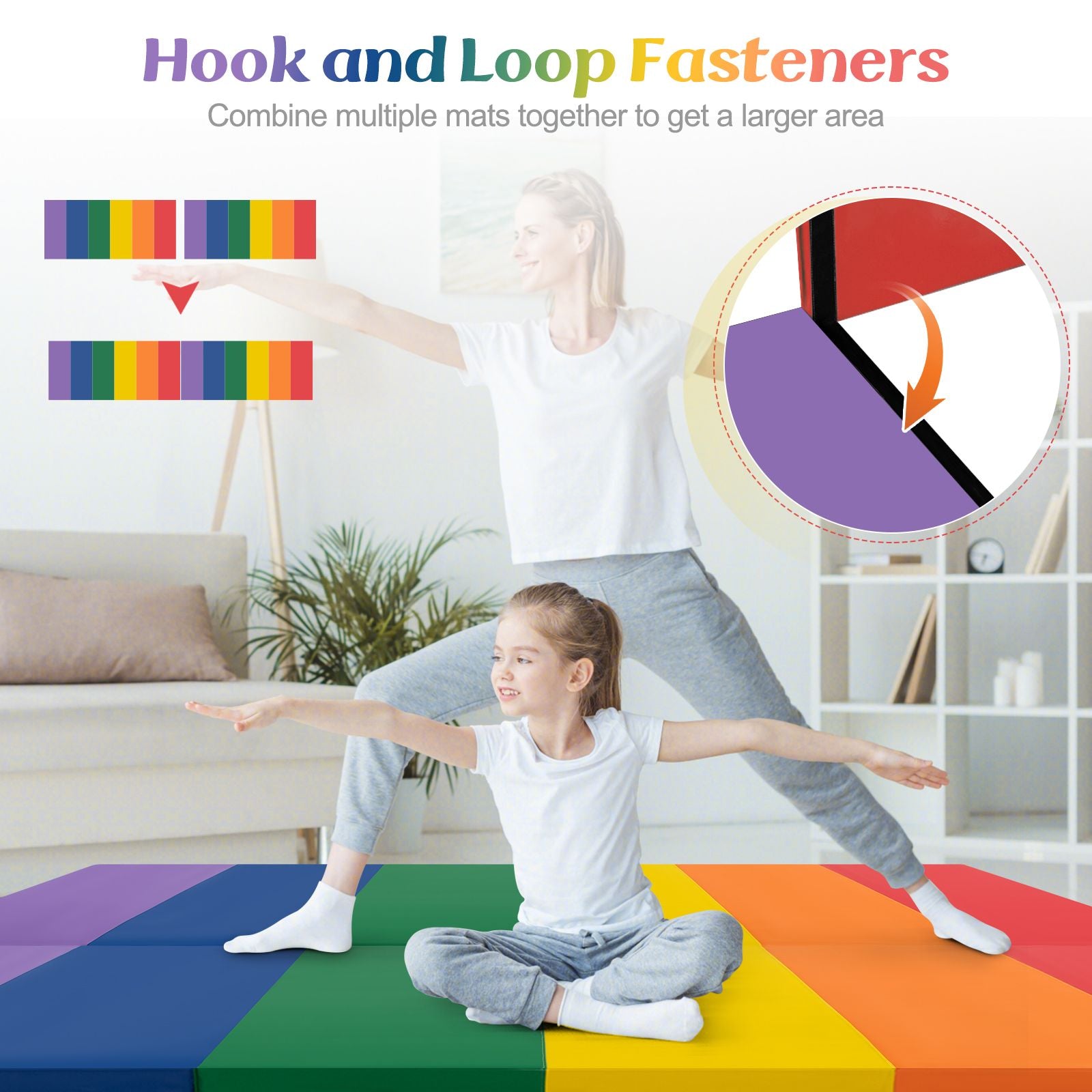 Tri-Fold Thick Tumbling Gymnastics Mat with Hook and Loop Fasteners