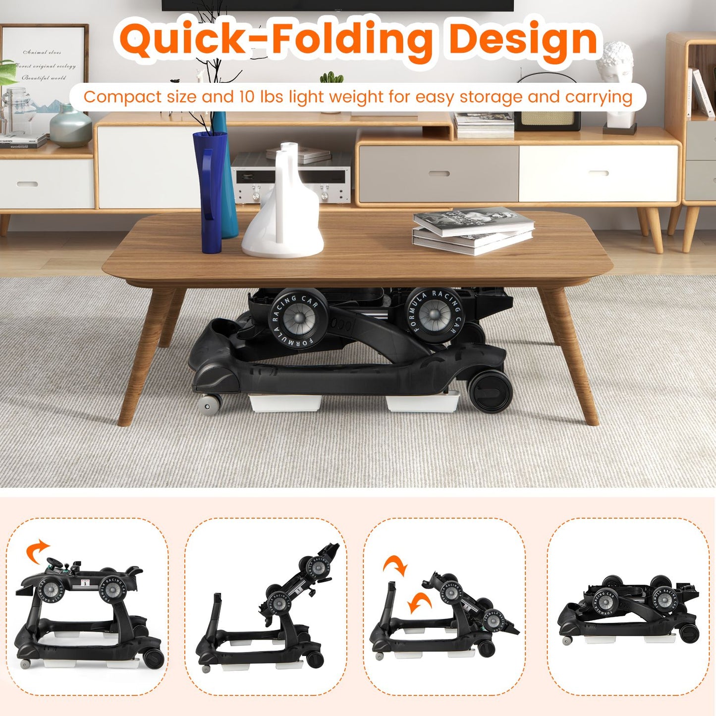 4-in-1 Adjustable Height and Speed Baby Push Walker