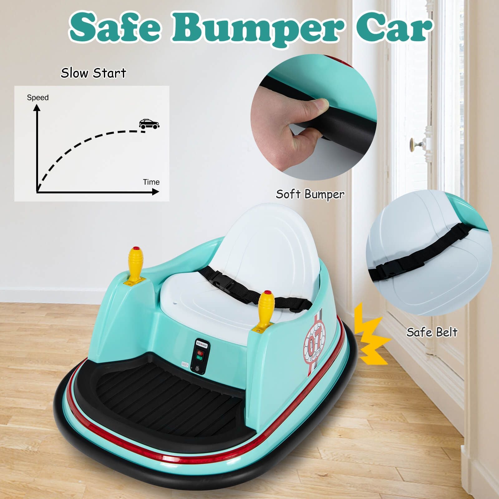 Children's Ride-On Bumper Car with Vibrant Flashing Lights and Music