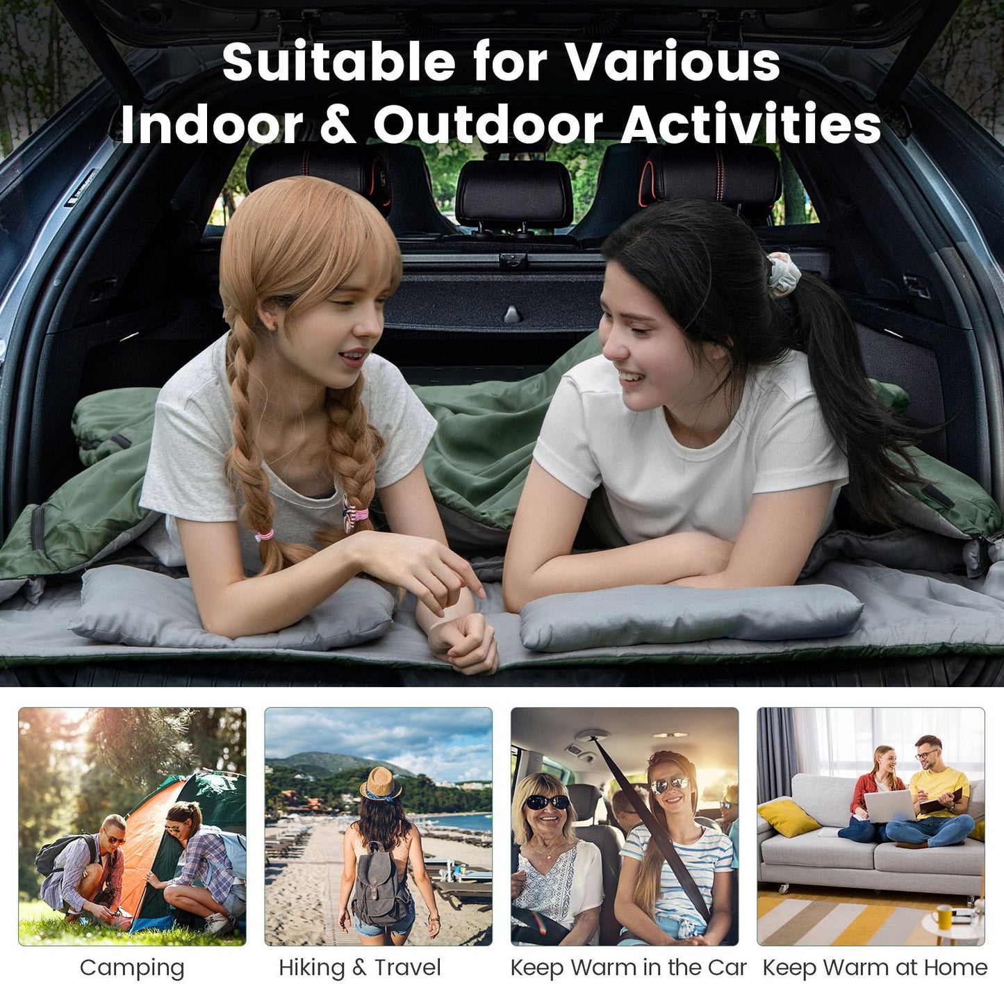 Extra Large Waterproof Double Sleeping Bag with Carrying Bag