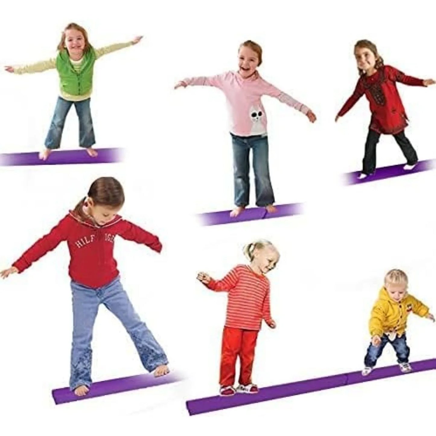 Folding Gymnastics Balance Beam 7FT Kids Training Beam Faux Suede for Home Gym Exercise