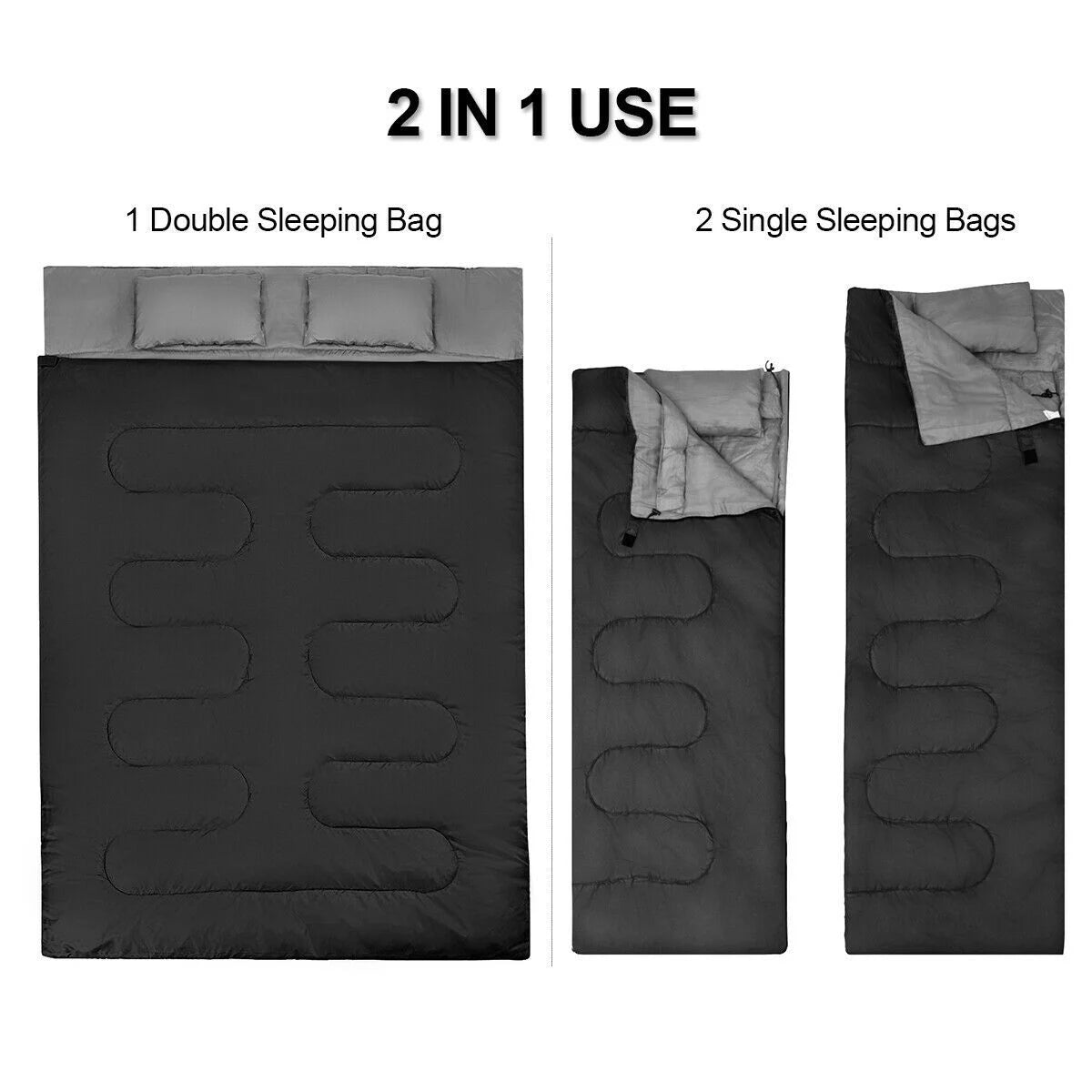 Extra Large Waterproof Double Sleeping Bag with Carrying Bag