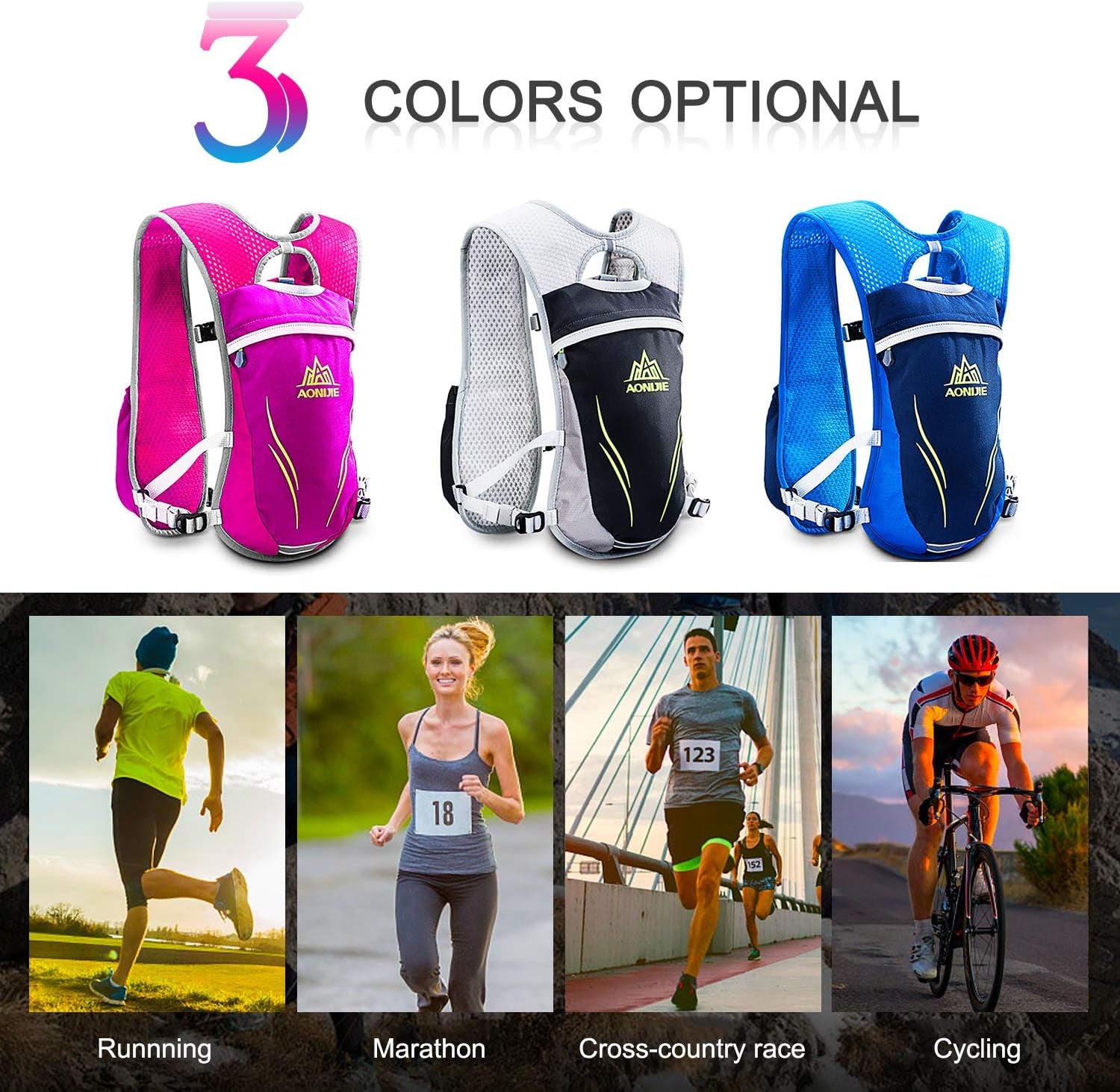 Hydration Pack Backpack 5.5L | Lightweight Running Hydration Vest for Men & Women | Trail Running, Marathon, Hiking & Cycling Backpack (Available with or without Water Bottle)