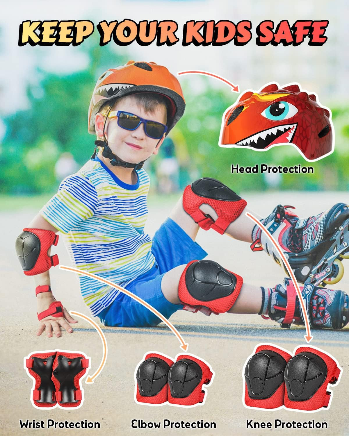 Kids 3D Cartoon Bike Helmet – Lightweight Adjustable Safety Helmet for Boys & Girls (Ages 3–8) | Cycling, Skating, and Scooting | Optional Set with Pads & Bell