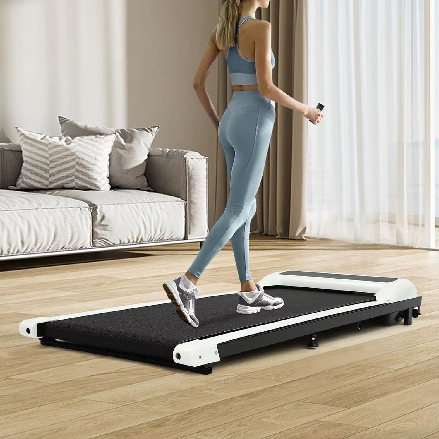 Walking Pad Treadmill, 1.5HP Running Machine, Max. Load-Bearing Capacity 150 Kg, Remote Control and LED Display for Home, Office