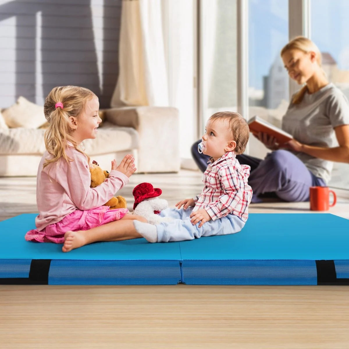 Folding Gymnastic Mat with PU Leather Cover and Carrying Handles