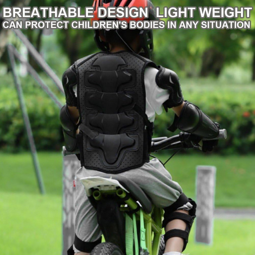 Kids Dirt Bike & Motorcycle Body Armour Set – Protective Vest with Knee & Elbow Pads | Full Riding Gear for Children Ages 6–13 | Black