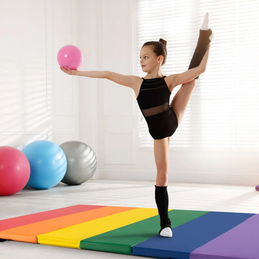 Tri-Fold Thick Tumbling Gymnastics Mat with Hook and Loop Fasteners
