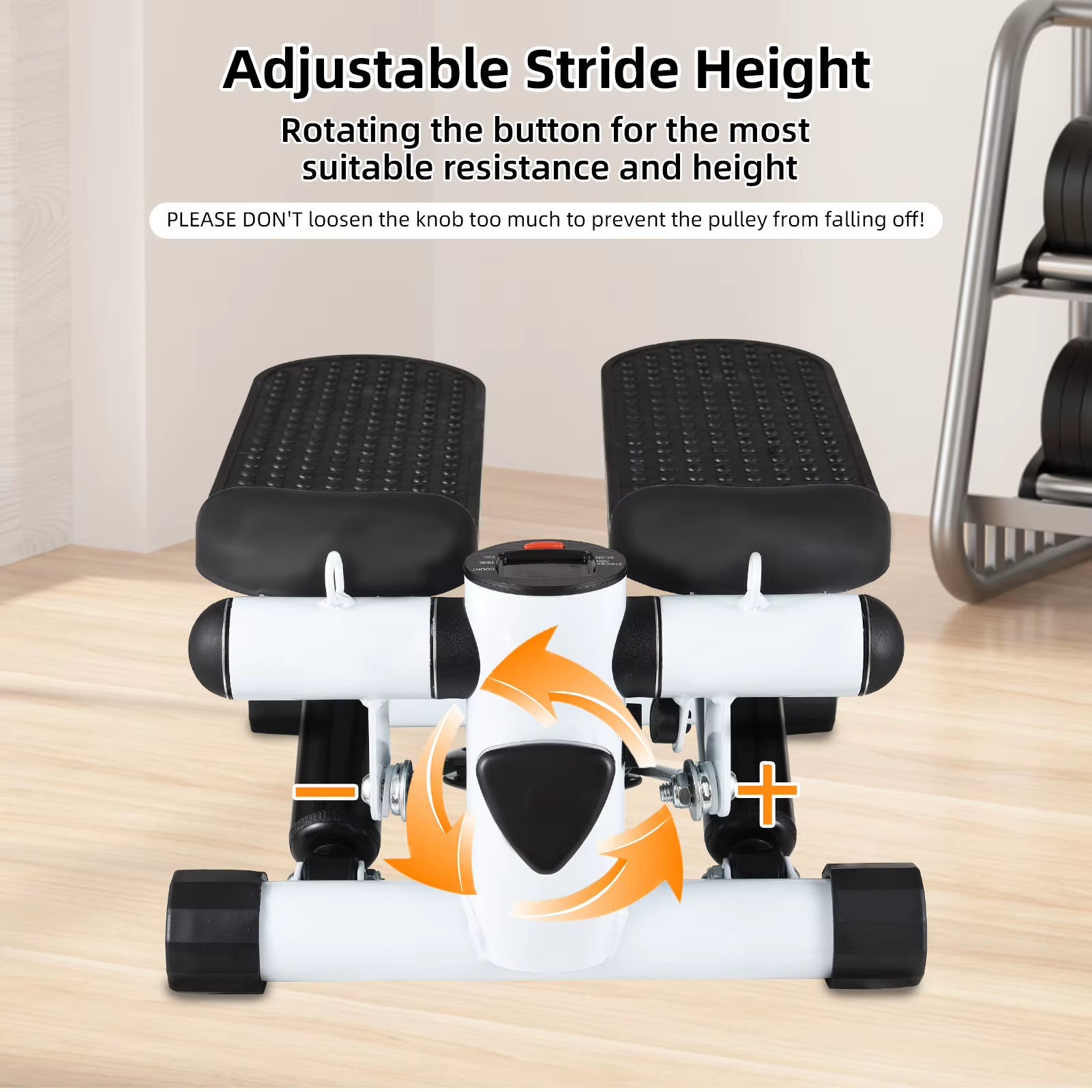 Mini Stepper for Exercise at Home with Resistance Bands LCD Display Capacity 100Kg Stair Stepper