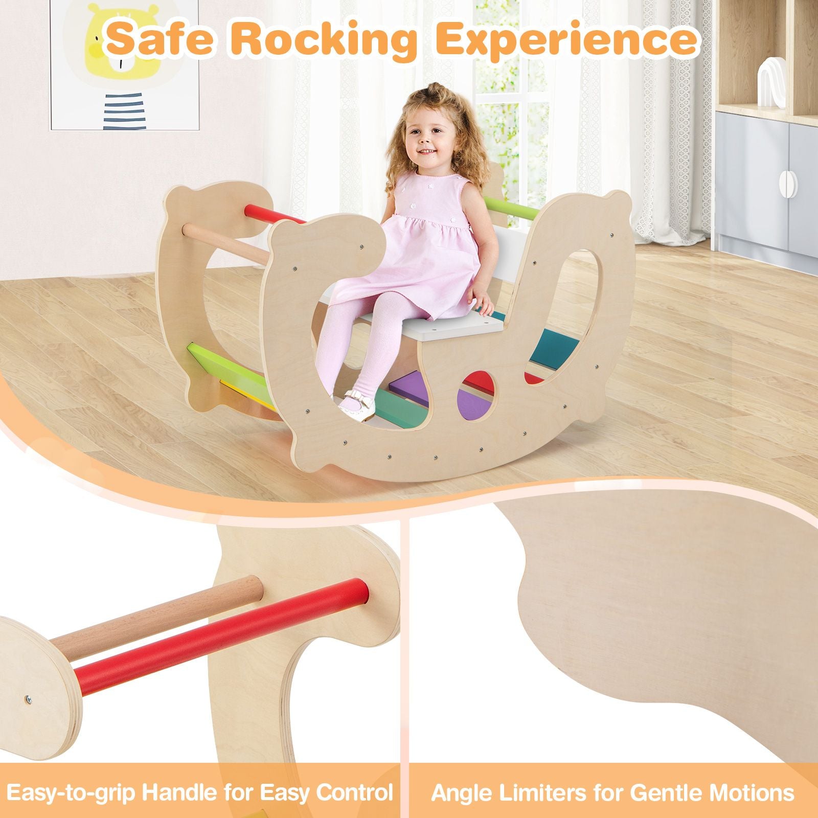 2-in-1 Montessori Wooden Rocking Horse & Climbing Arch for Toddlers | Balance Trainer Rocker | Indoor Play Toy Ages 1+