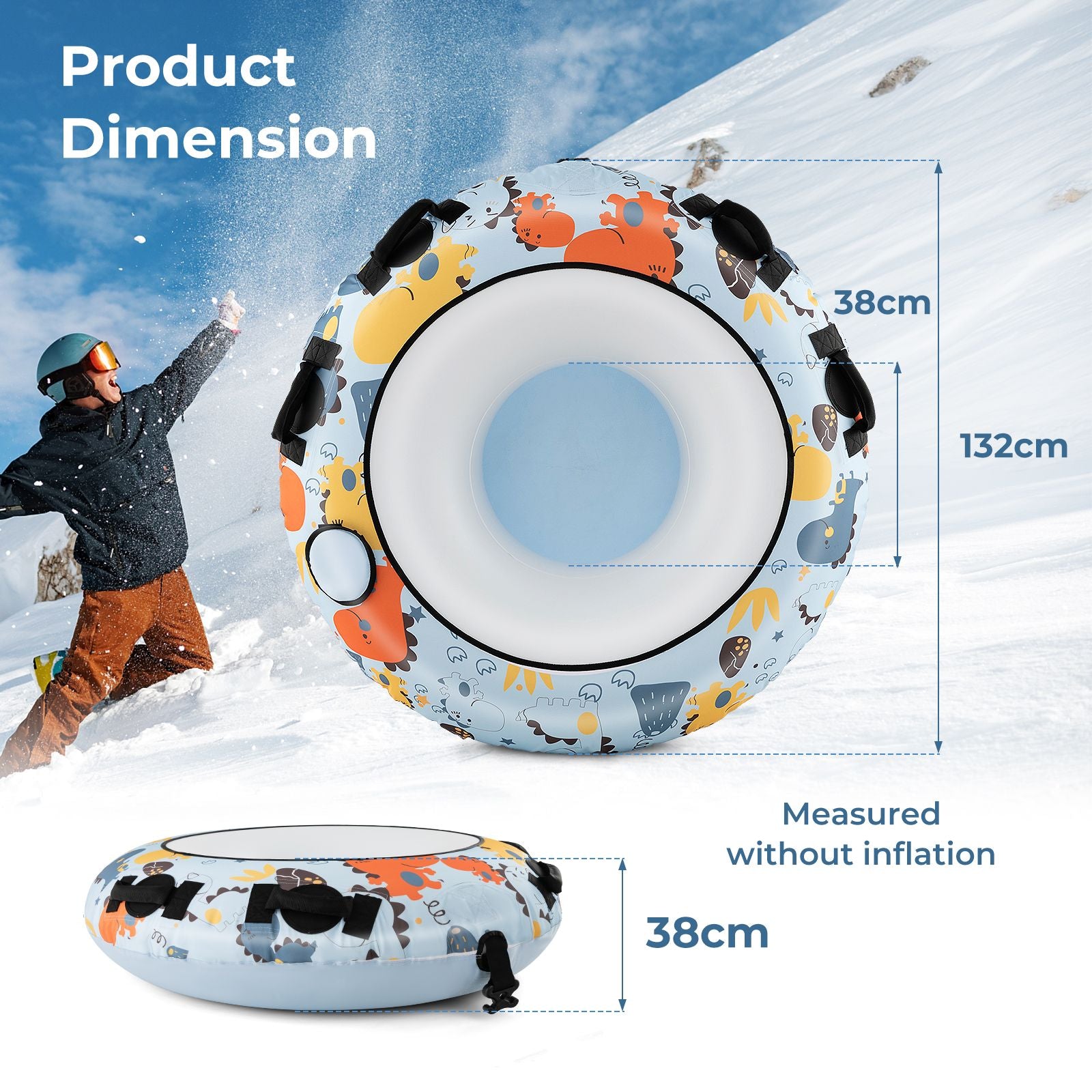 52-Inch Heavy-Duty Snow Tube with Premium Oxford Fabric Cover