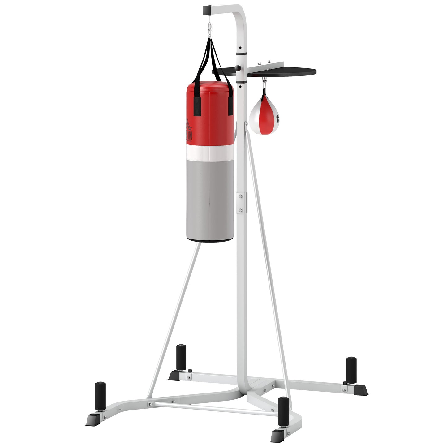 HOMCOM Freestanding Boxing Station with Punch Bag & Speedball – Adjustable Training Frame, Whiteite