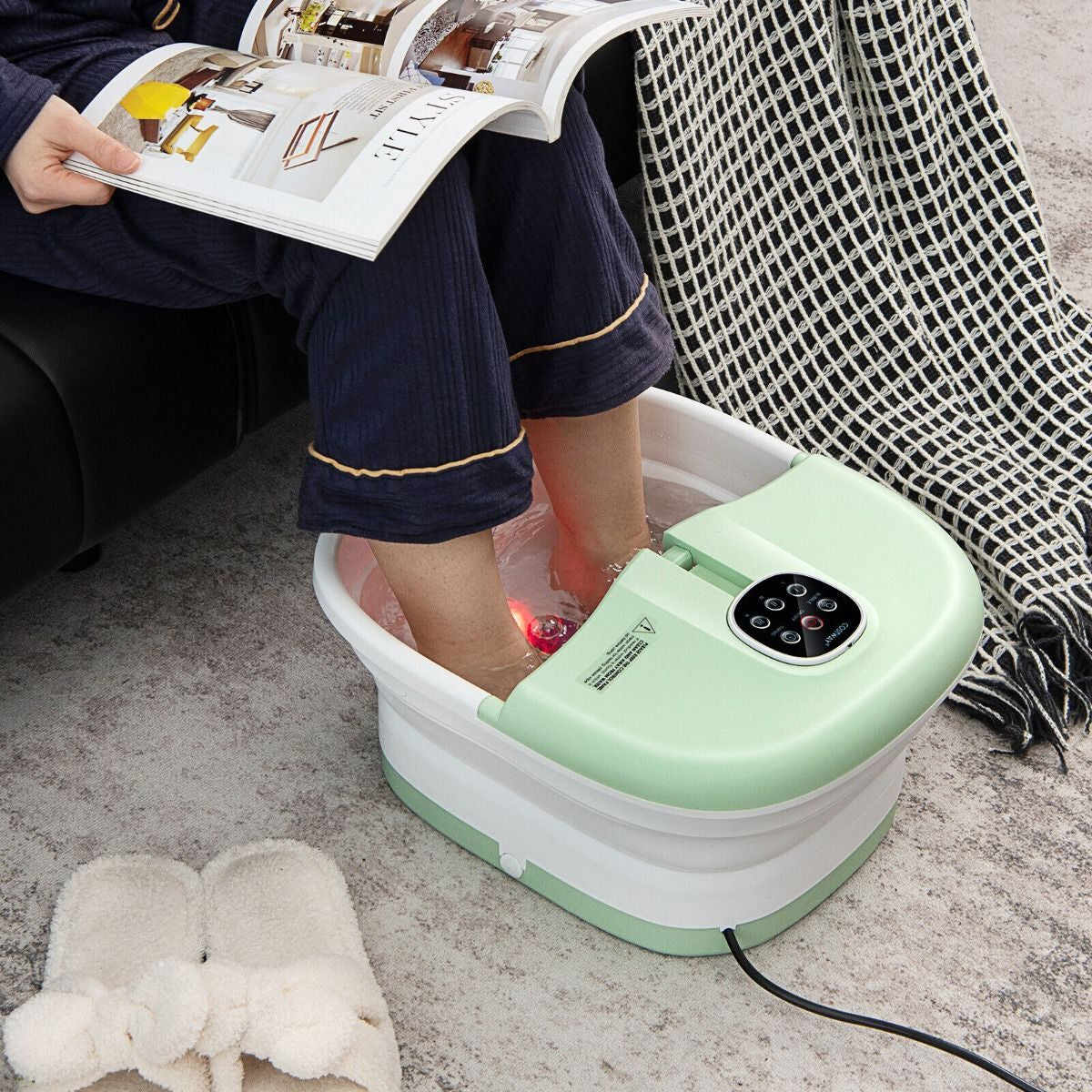 Deluxe Foot Spa Massager with Heat, Bubbles, and Remote Control