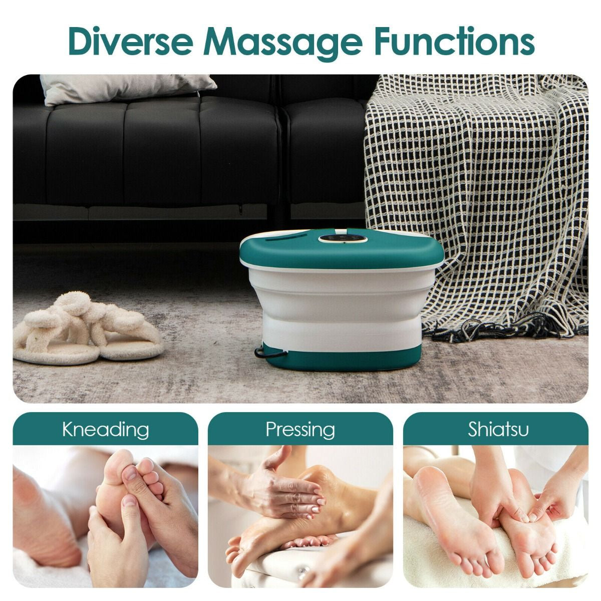 Deluxe Foot Spa Massager with Heat, Bubbles, and Remote Control