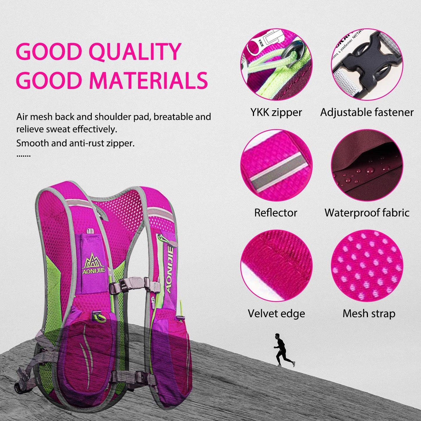 Hydration Pack Backpack 5.5L | Lightweight Running Hydration Vest for Men & Women | Trail Running, Marathon, Hiking & Cycling Backpack (Available with or without Water Bottle)