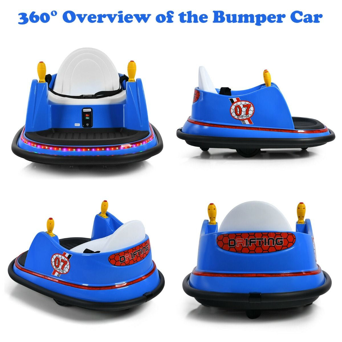 Children's Ride-On Bumper Car with Vibrant Flashing Lights and Music