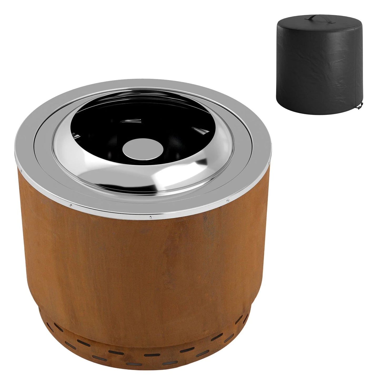 49 cm Smokeless Stainless Steel Fire Pit with Weather-Resistant Steel Exterior