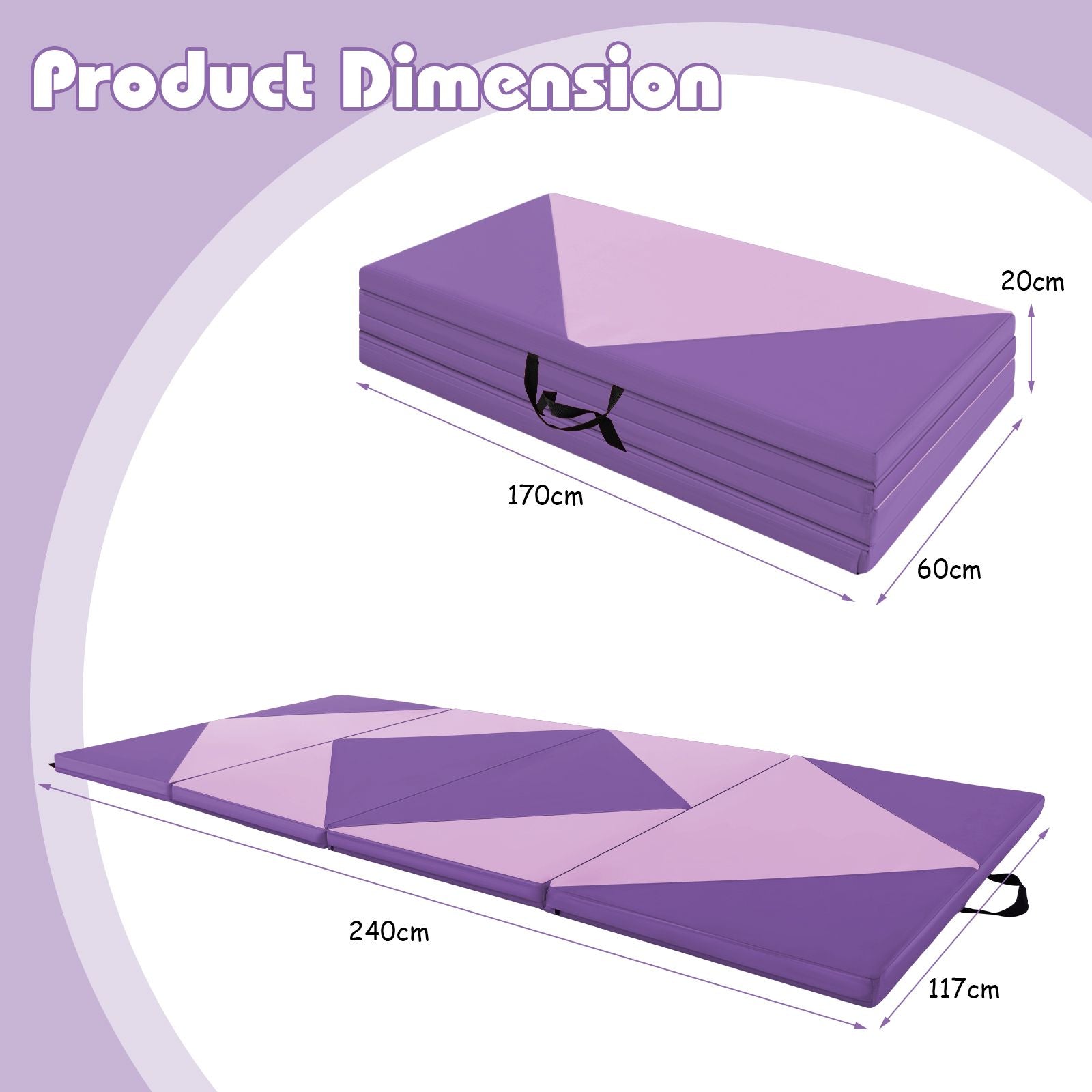 240 cm PU Leather Folding Gymnastics Mat