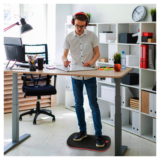 AFS-TEX® Active Balance Board – Anti-Microbial Wobble Board for Standing Desks & Exercise, 35 x 50cm, Black