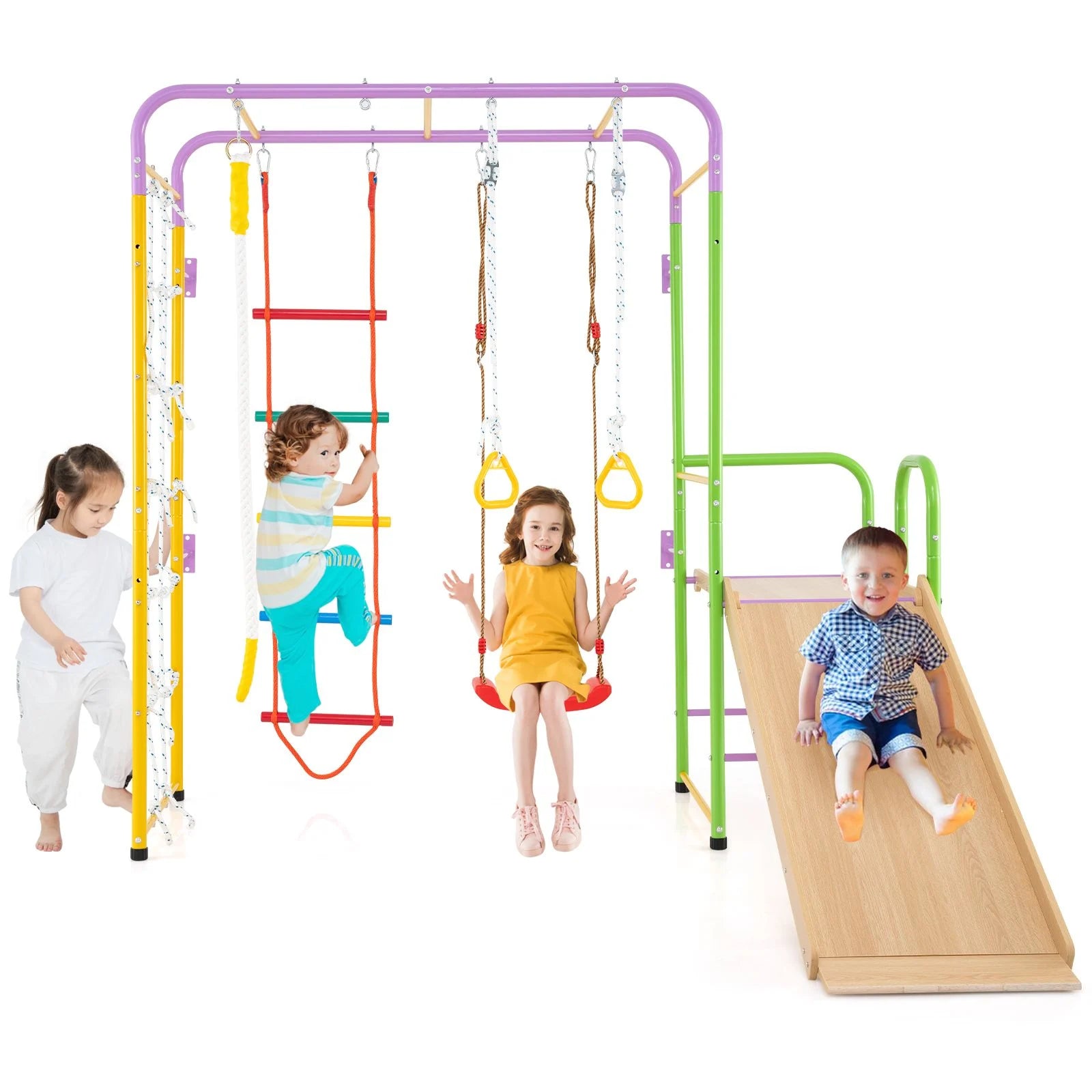 Metal Indoor Jungle Gym: 8-in-1 Climbing Playset for Children Aged 3 and Up