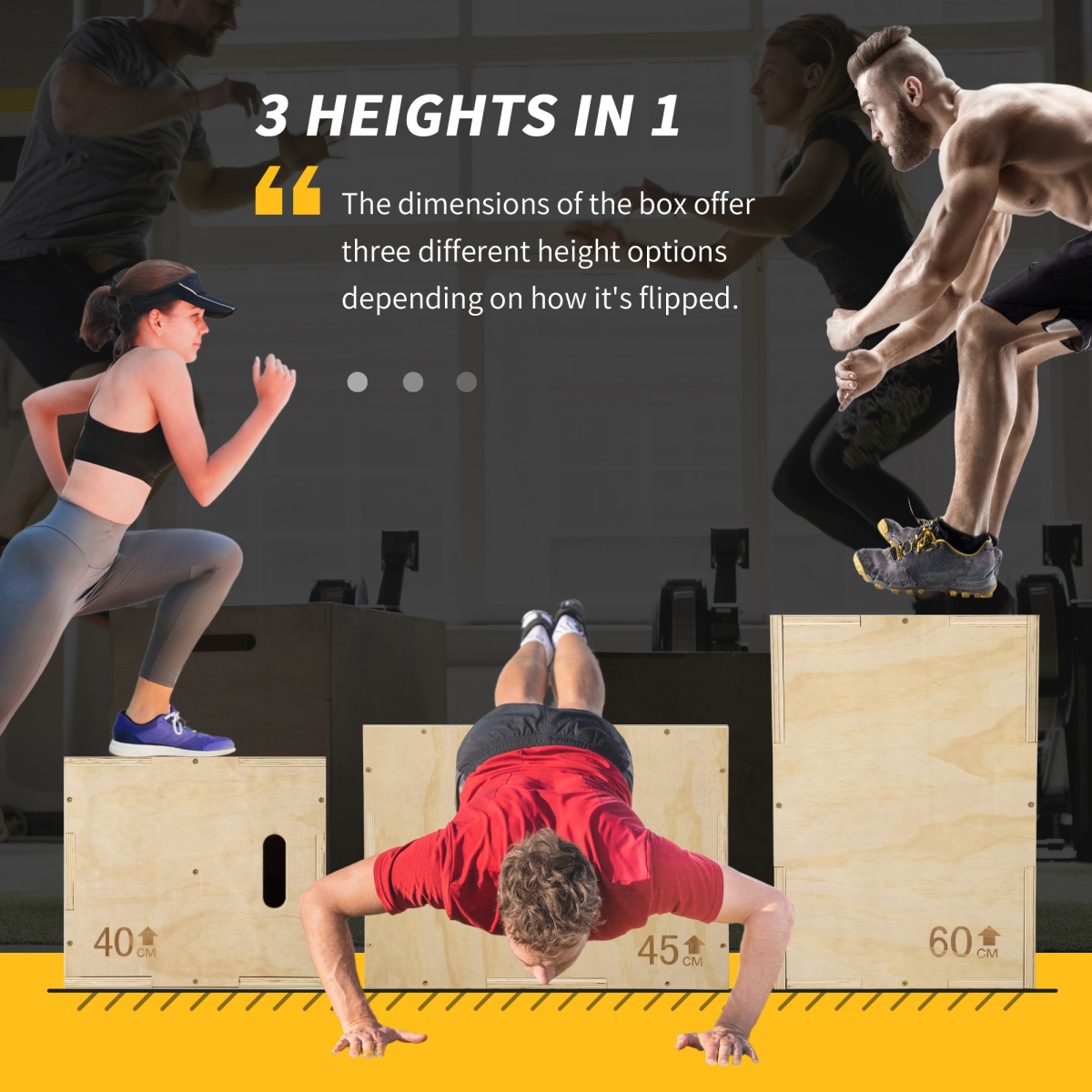 HOMCOM 3-in-1 Adjustable Wooden Plyo Box - Boost Agility & Power at Home! - All Round Fitness