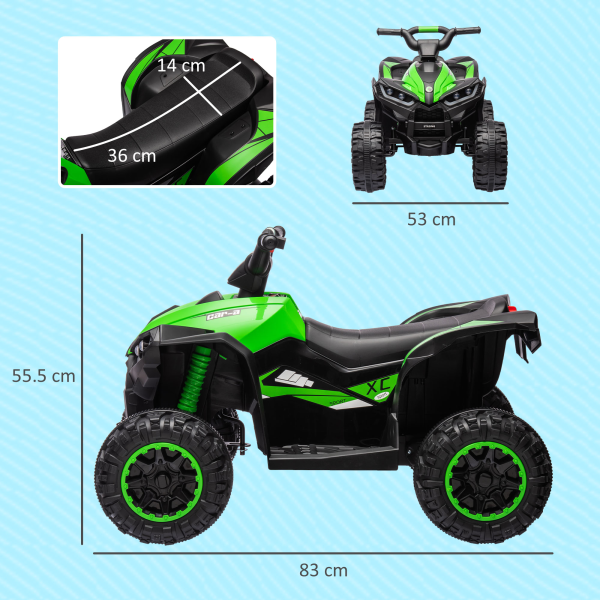 12V Electric Quad Bike for Kids Ride-On ATV Toy with Lights & Music – Ages 3-5 (Green)