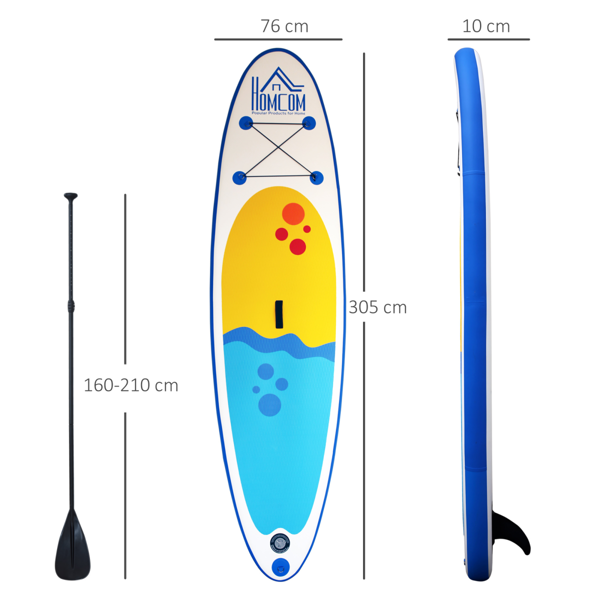HOMCOM 10ft Inflatable Paddle Board with Adjustable Paddle, Air Pump & Carry Backpack
