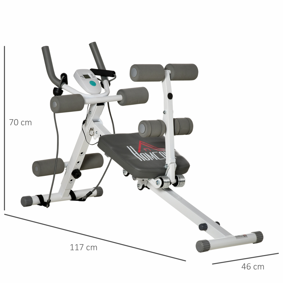 Adjustable Steel Abdominal Trainer with LCD Monitor & Resistance Bands - All Round Fitness