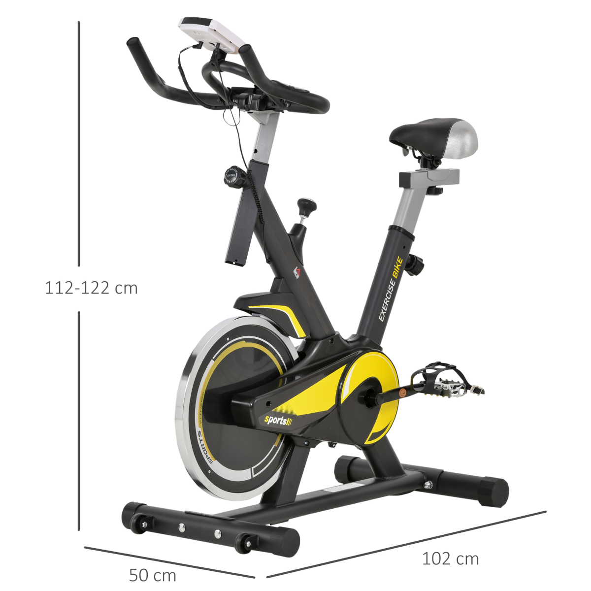 HOMCOM Exercise Bike with 10kg Flywheel – Adjustable Resistance, LCD Display & Upright Cycling Trainer - All Round Fitness