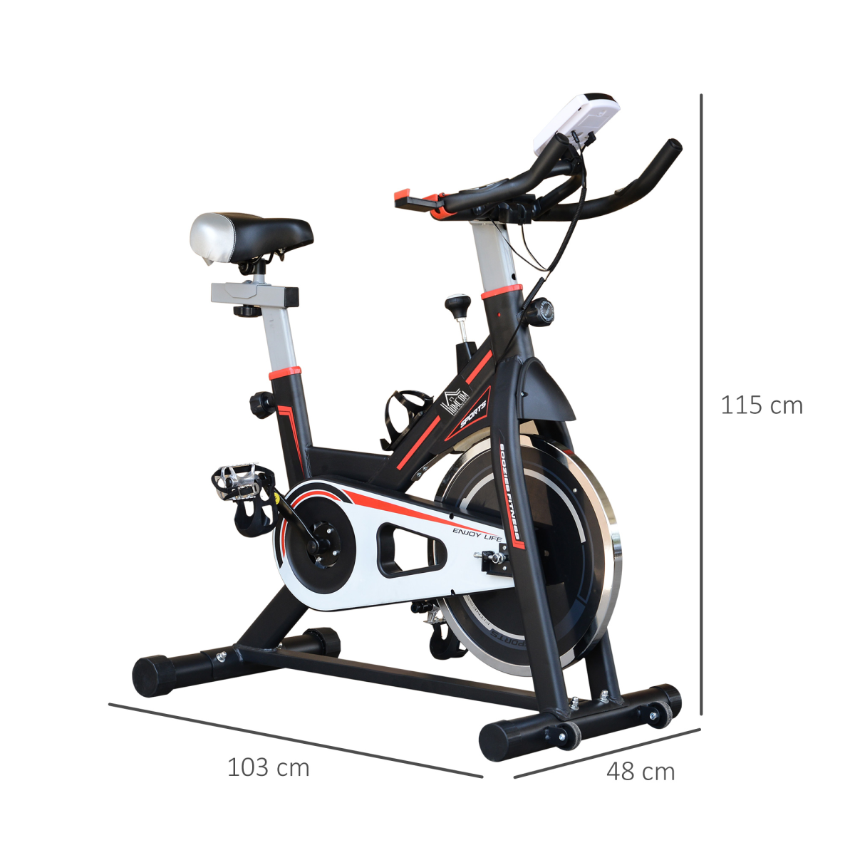 HOMCOM 8kg Flywheel Exercise Bike – Racing-Style Cardio Trainer with Adjustable Resistance & LCD Monitor - All Round Fitness