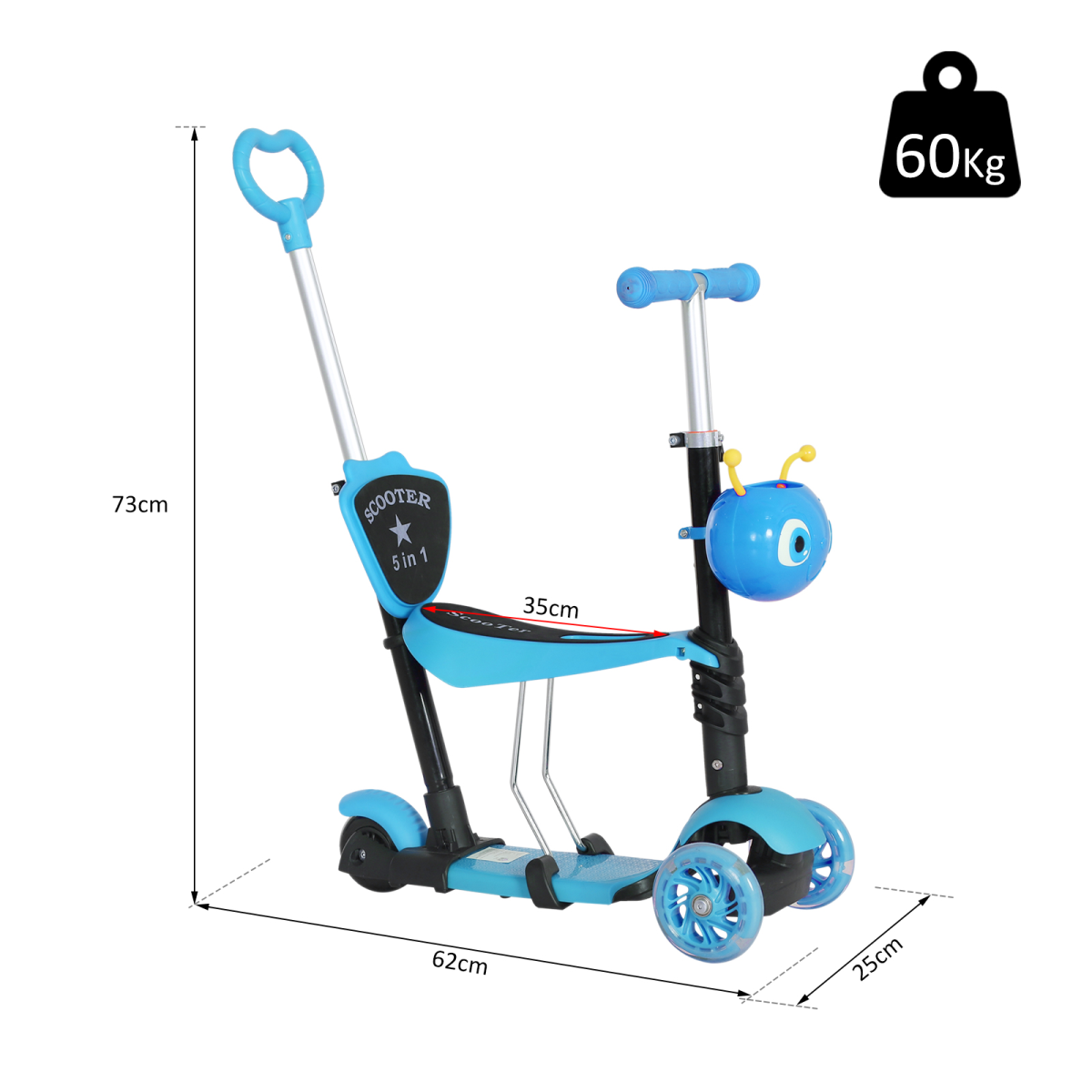 5-in-1 Kids Kick Scooter with Removable Seat & Adjustable Handle – 3-Wheel Design