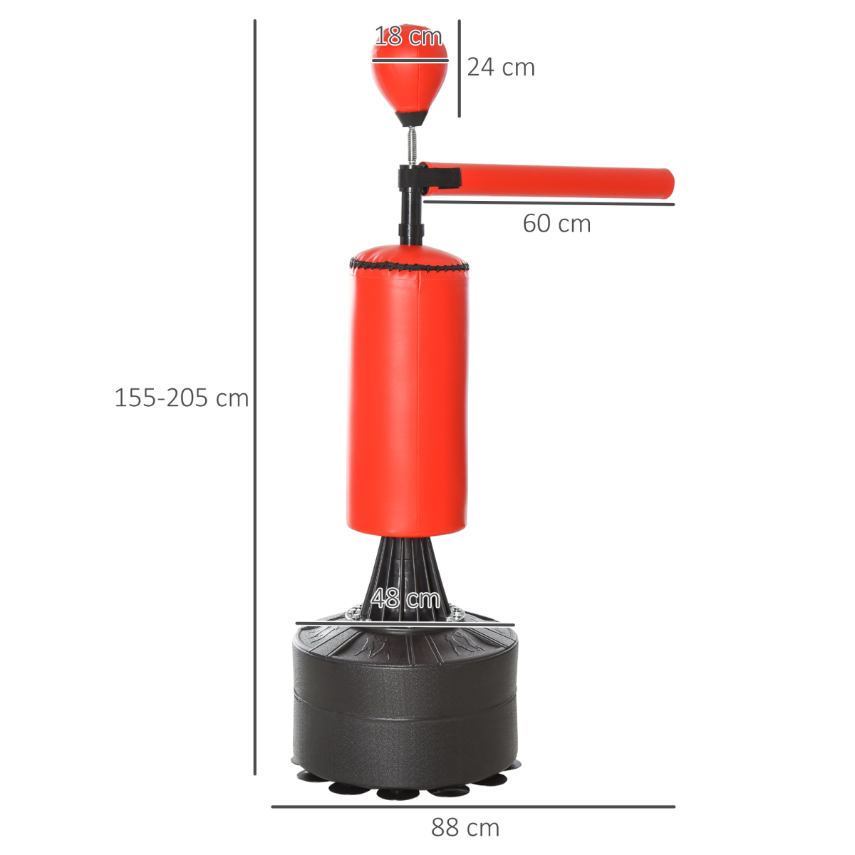 Adjustable Boxing Punch Bag Stand with Rotating Arm & Water-Weighted Base - All Round Fitness