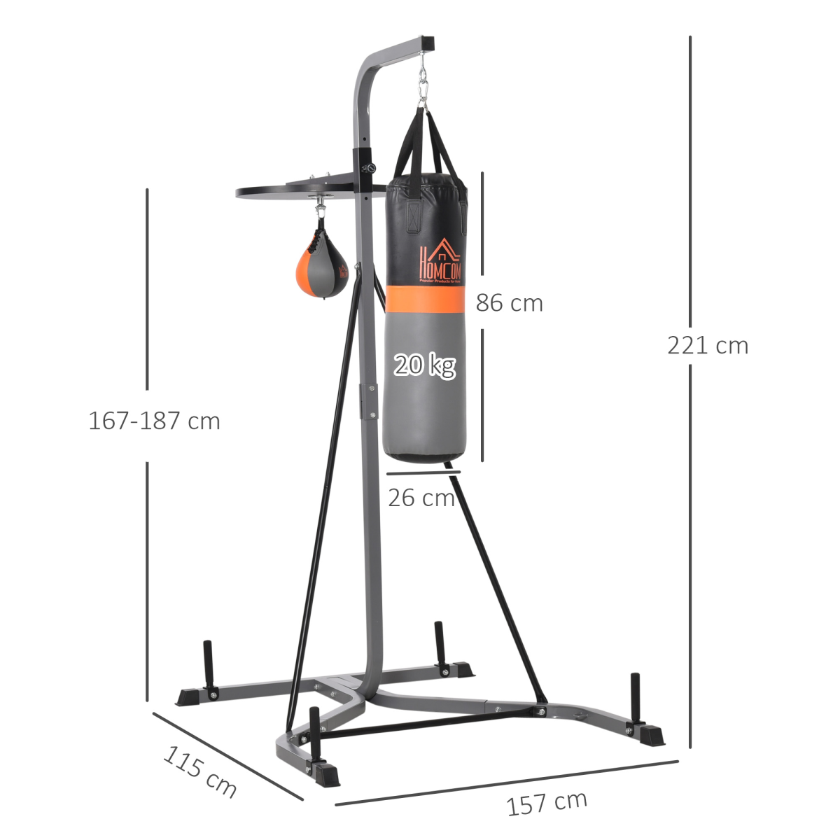 Ultimate Freestanding Punch Bag & Speedball Training Station by HOMCOM - All Round Fitness