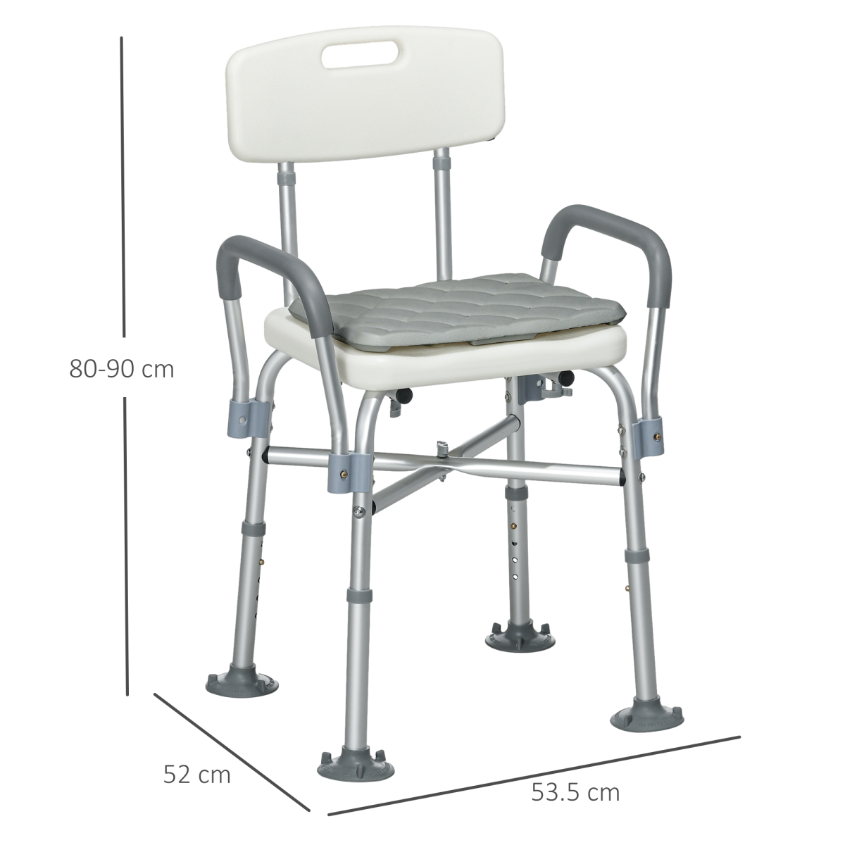 Adjustable Aluminium Shower Chair with Cushion & Backrest – Bath Stool for Seniors, Disabled & Pregnant - All Round Fitness
