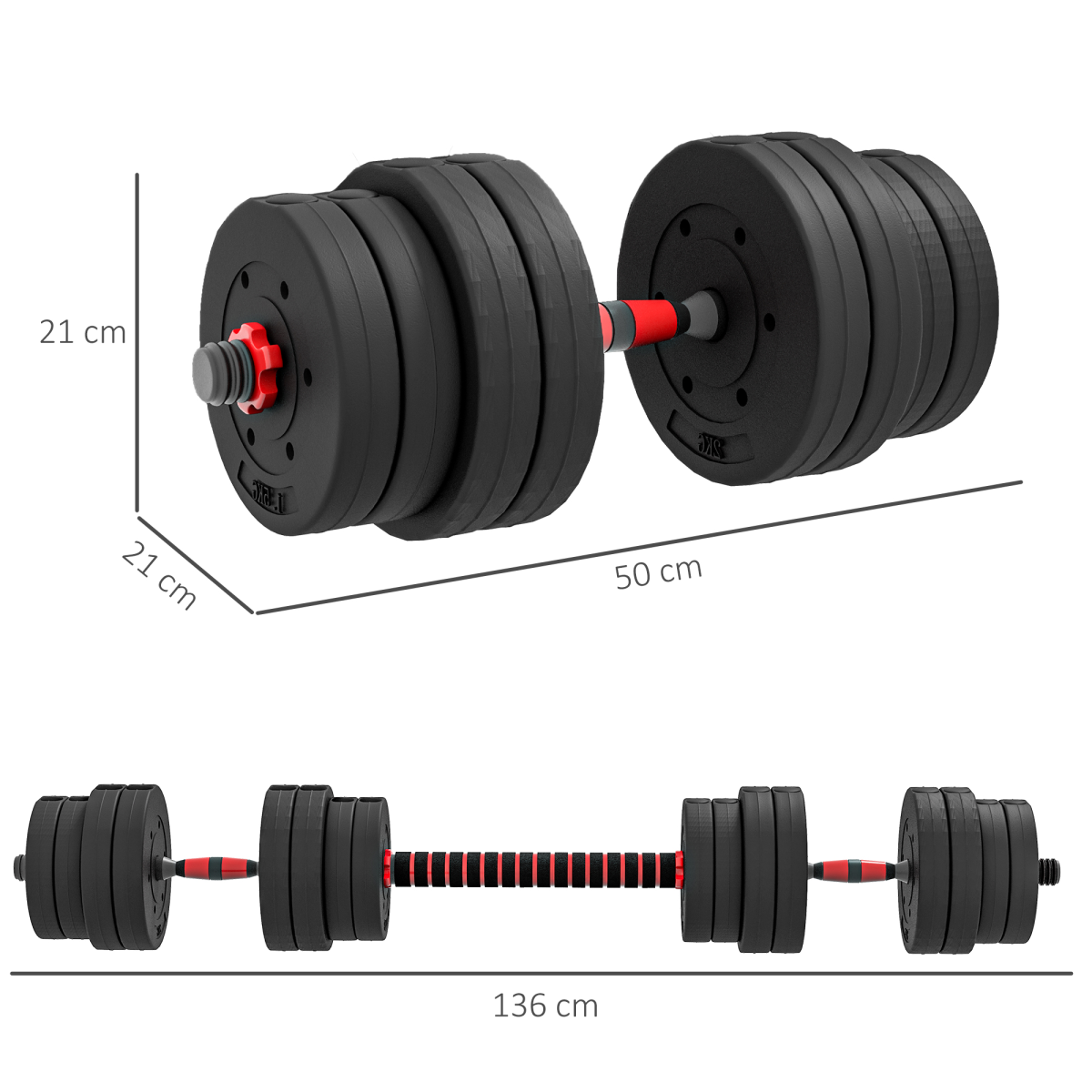30kg Adjustable 2-in-1 Barbell and Dumbbell Weight Set for Body Fitness